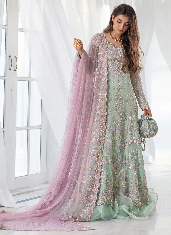 AQUA BLUE HEAVILY EMBELLISHED KHALIDAAR FROK