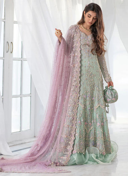 AQUA BLUE HEAVILY EMBELLISHED KHALIDAAR FROK