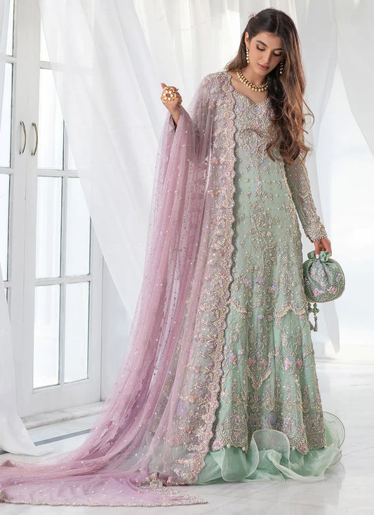 AQUA BLUE HEAVILY EMBELLISHED KHALIDAAR FROK