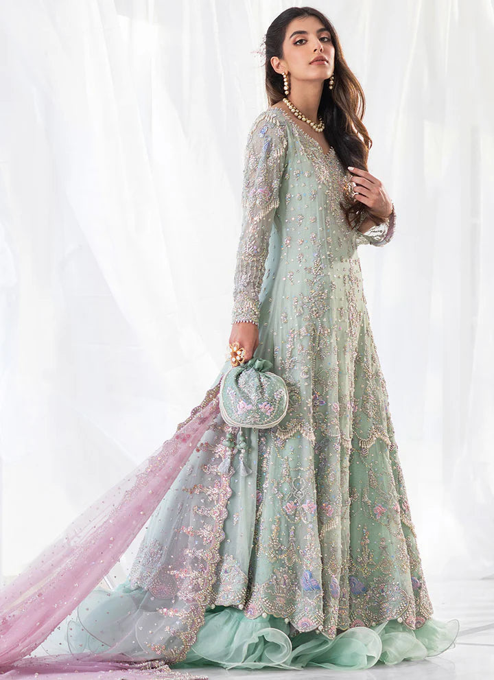 AQUA BLUE HEAVILY EMBELLISHED KHALIDAAR FROK