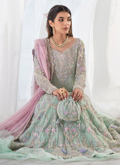 AQUA BLUE HEAVILY EMBELLISHED KHALIDAAR FROK