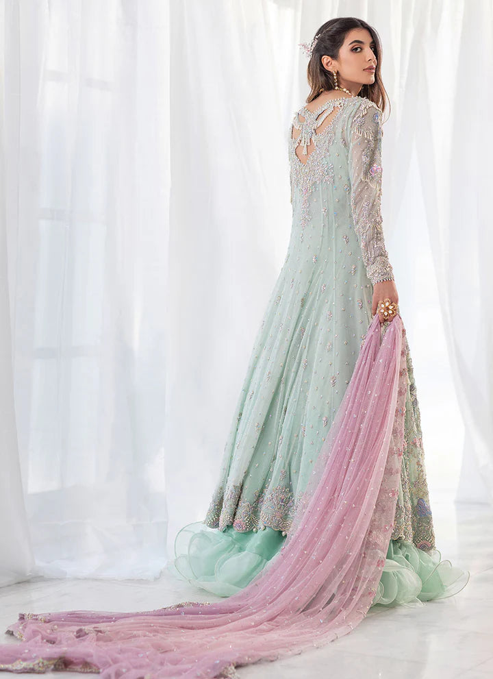 AQUA BLUE HEAVILY EMBELLISHED KHALIDAAR FROK