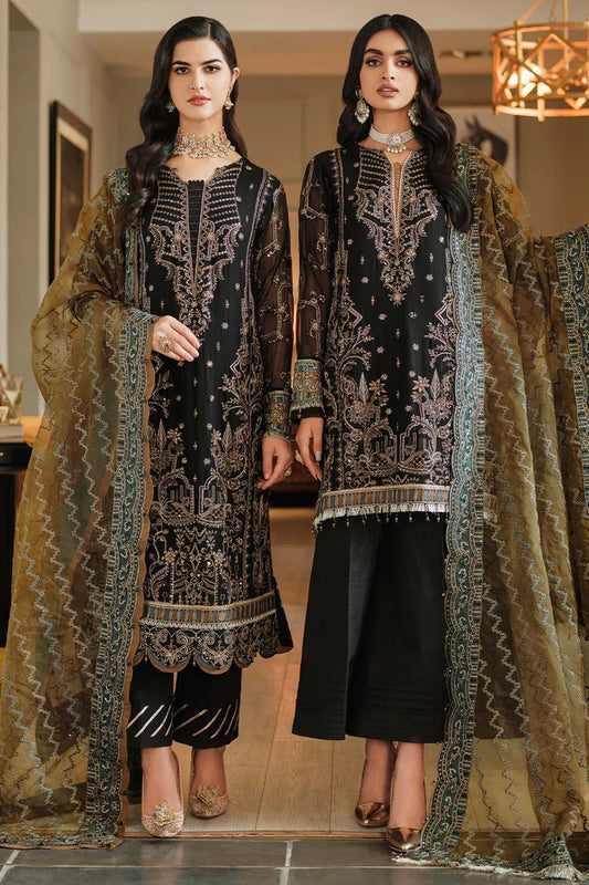 Luxury Golden Embroidered Black Salwar kameez Dupatta