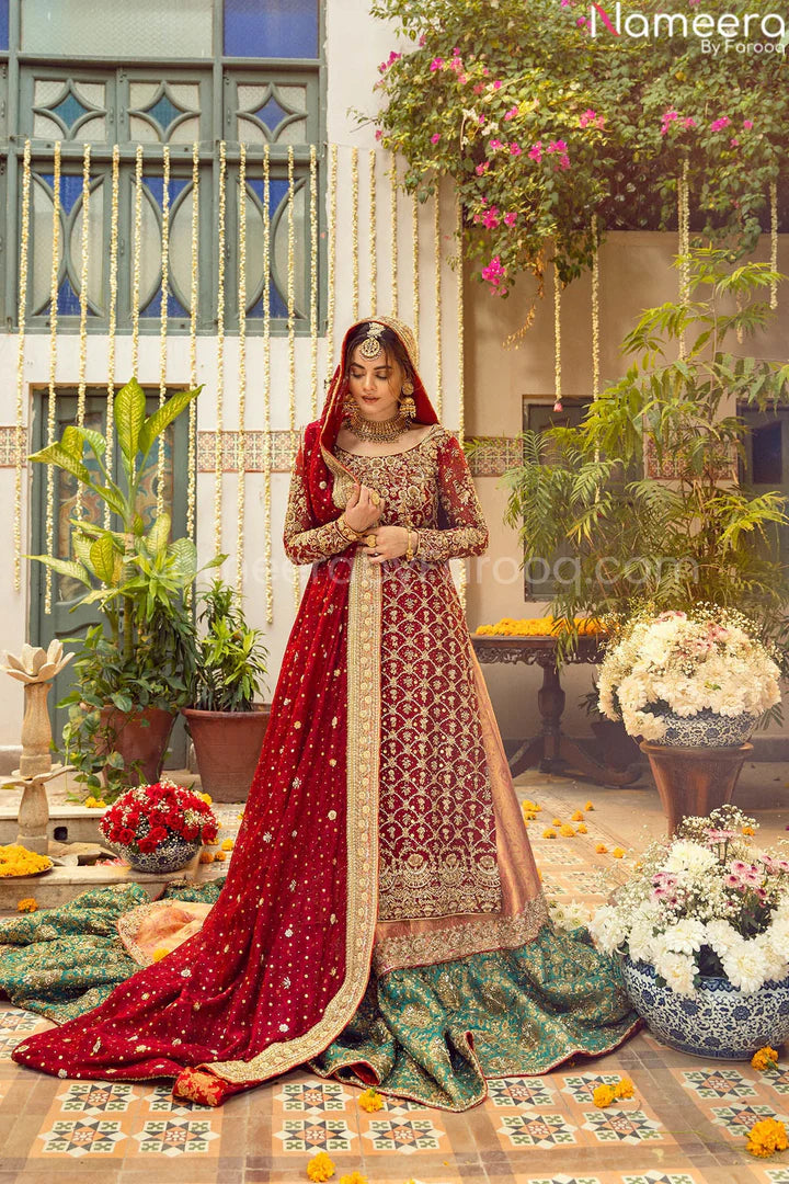 RED WEDDING LEHENGA DRESS FOR BRIDE