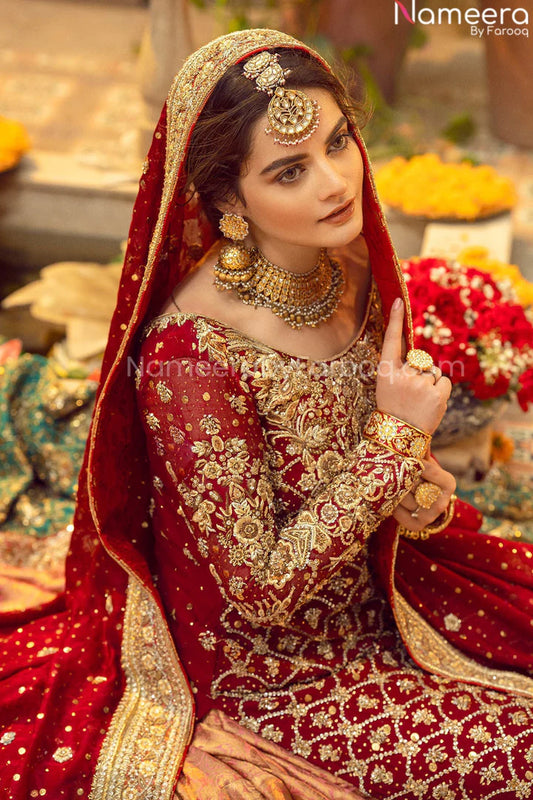 RED WEDDING LEHENGA DRESS FOR BRIDE