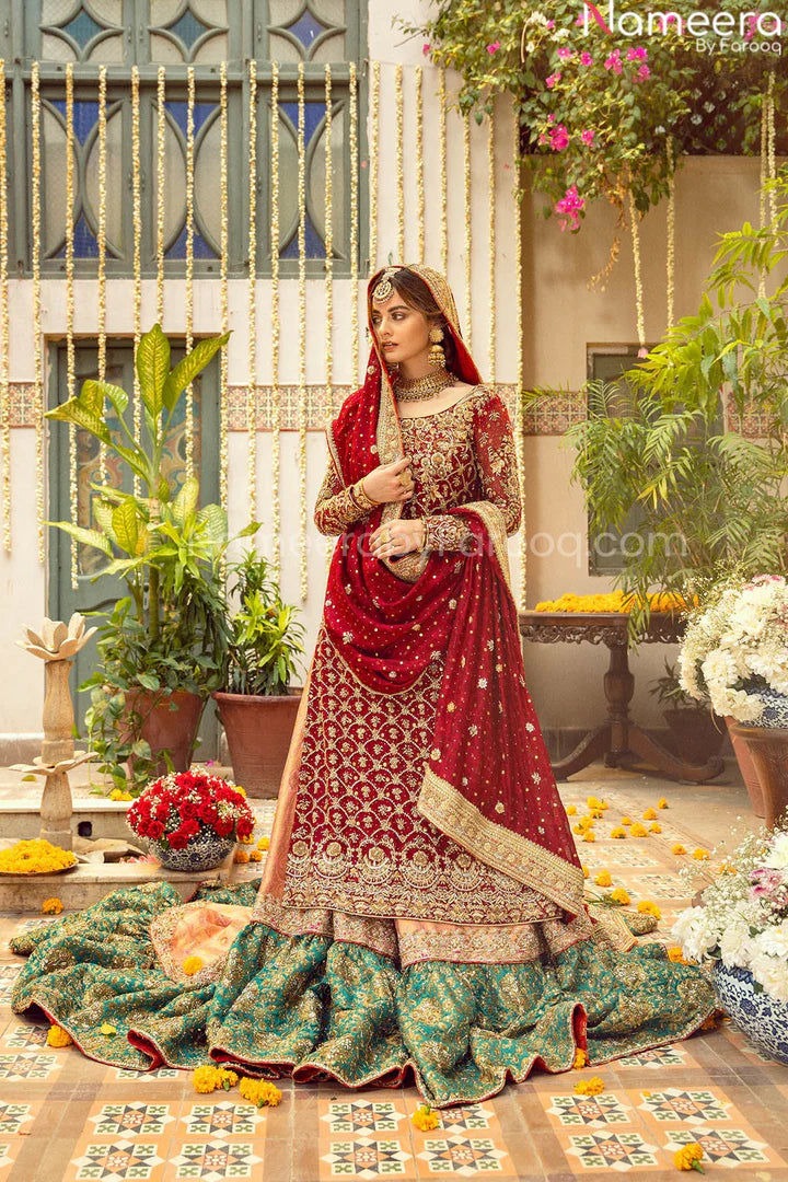 RED WEDDING LEHENGA DRESS FOR BRIDE