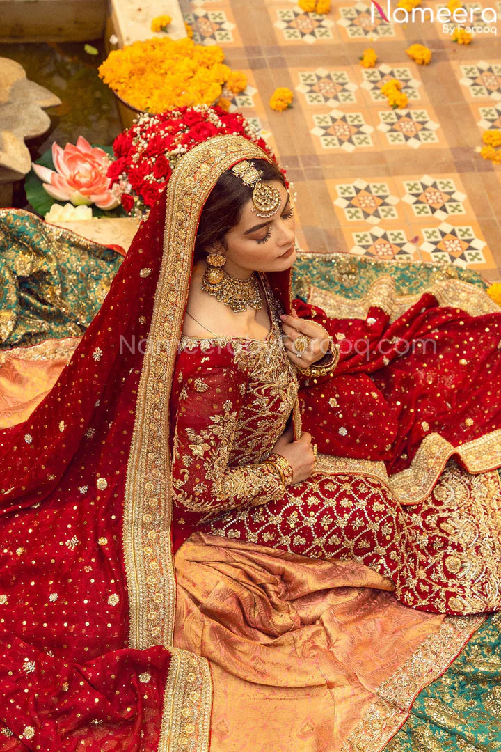 RED WEDDING LEHENGA DRESS FOR BRIDE