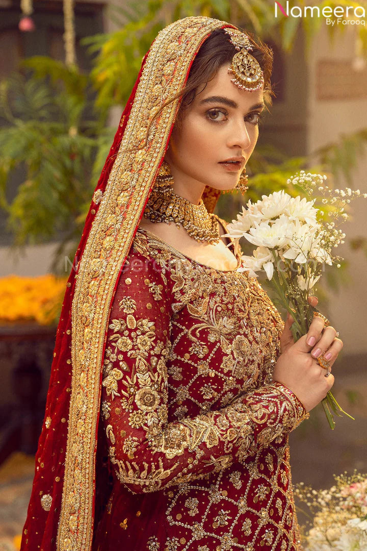 RED WEDDING LEHENGA DRESS FOR BRIDE