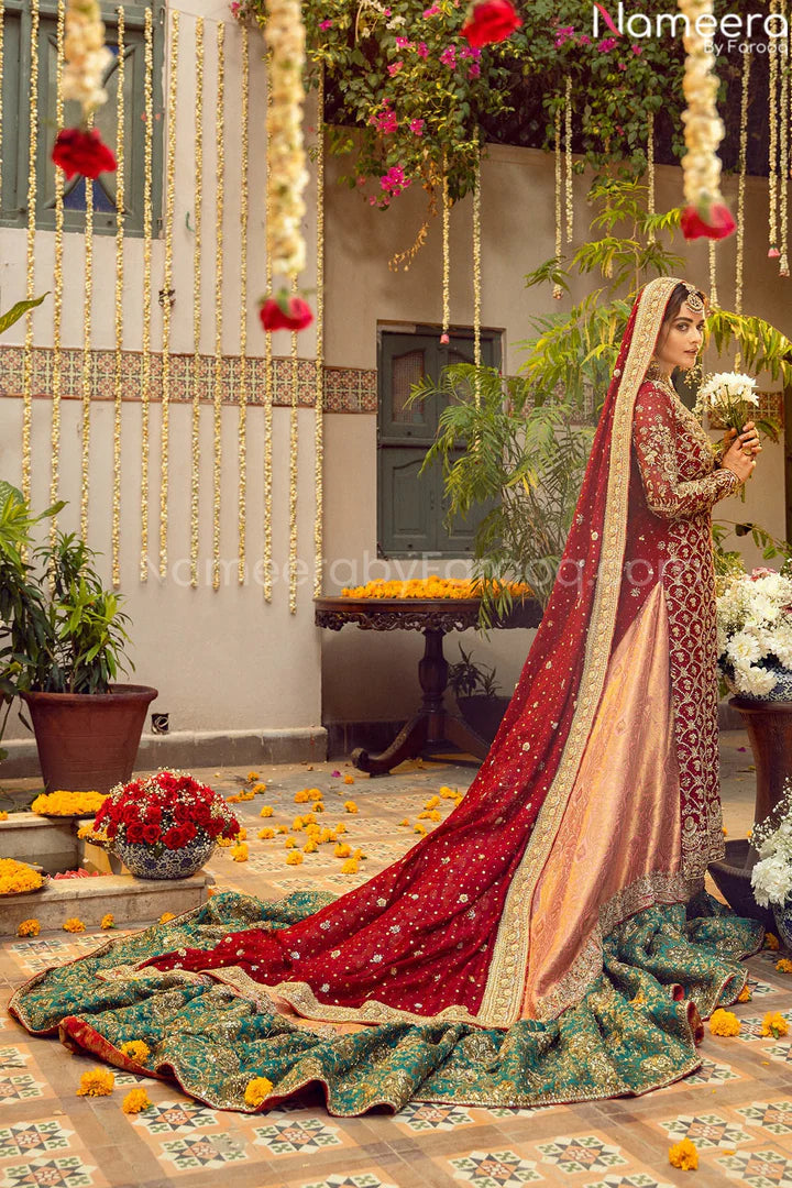RED WEDDING LEHENGA DRESS FOR BRIDE