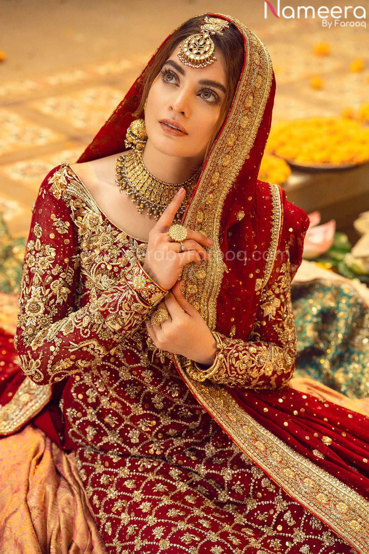 RED WEDDING LEHENGA DRESS FOR BRIDE