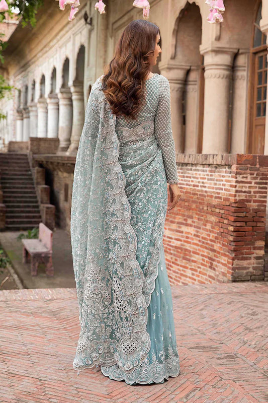 BRIDAL DRESS IN ICE BLUE WEDDING SAREE STYLE
