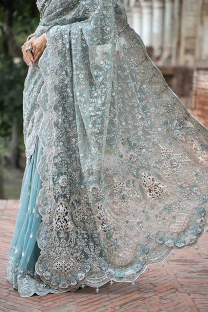 BRIDAL DRESS IN ICE BLUE WEDDING SAREE STYLE