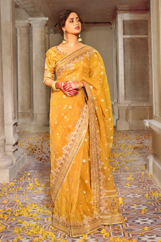 ROYAL WEDDING MUSTARD YELLOW SAREE DRESS