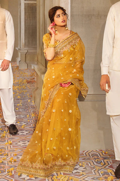 ROYAL WEDDING MUSTARD YELLOW SAREE DRESS
