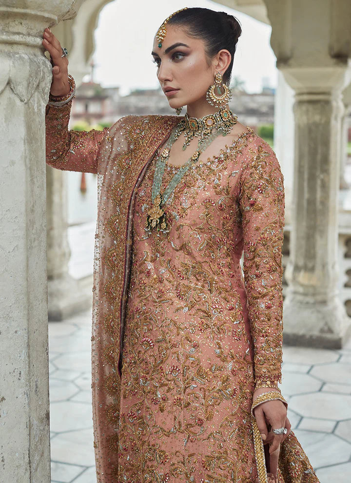 Pink Golden Lehenga with Pink Dupatta