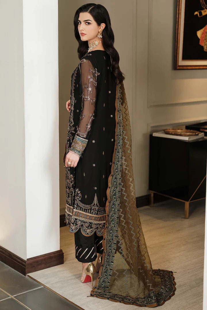 Luxury Golden Embroidered Black Salwar kameez Dupatta
