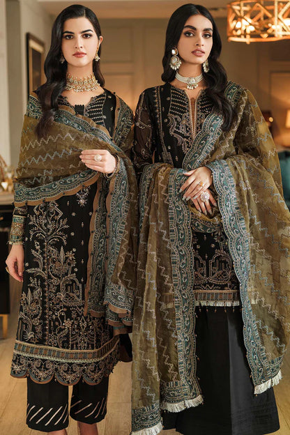 Luxury Golden Embroidered Black Salwar kameez Dupatta